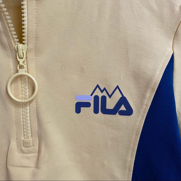 Fila Iona Half-Zip Cropped Tee in Yellow and Navy - Picture 5 of 6